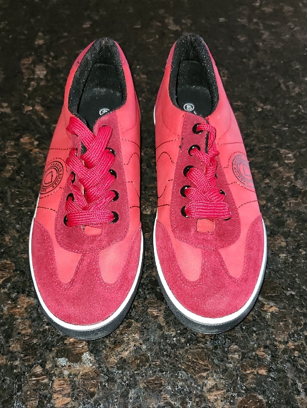 Never Used Women’s Lace-Up Red Suede & Fabric Casual Sneakers